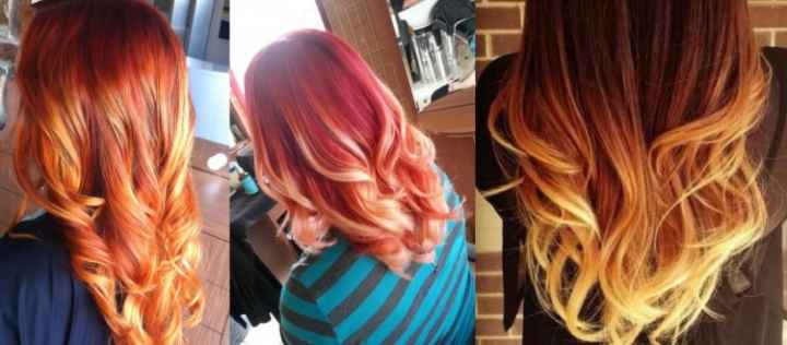 Балаяж на рыжих и рыжих волосах - эффект огня
